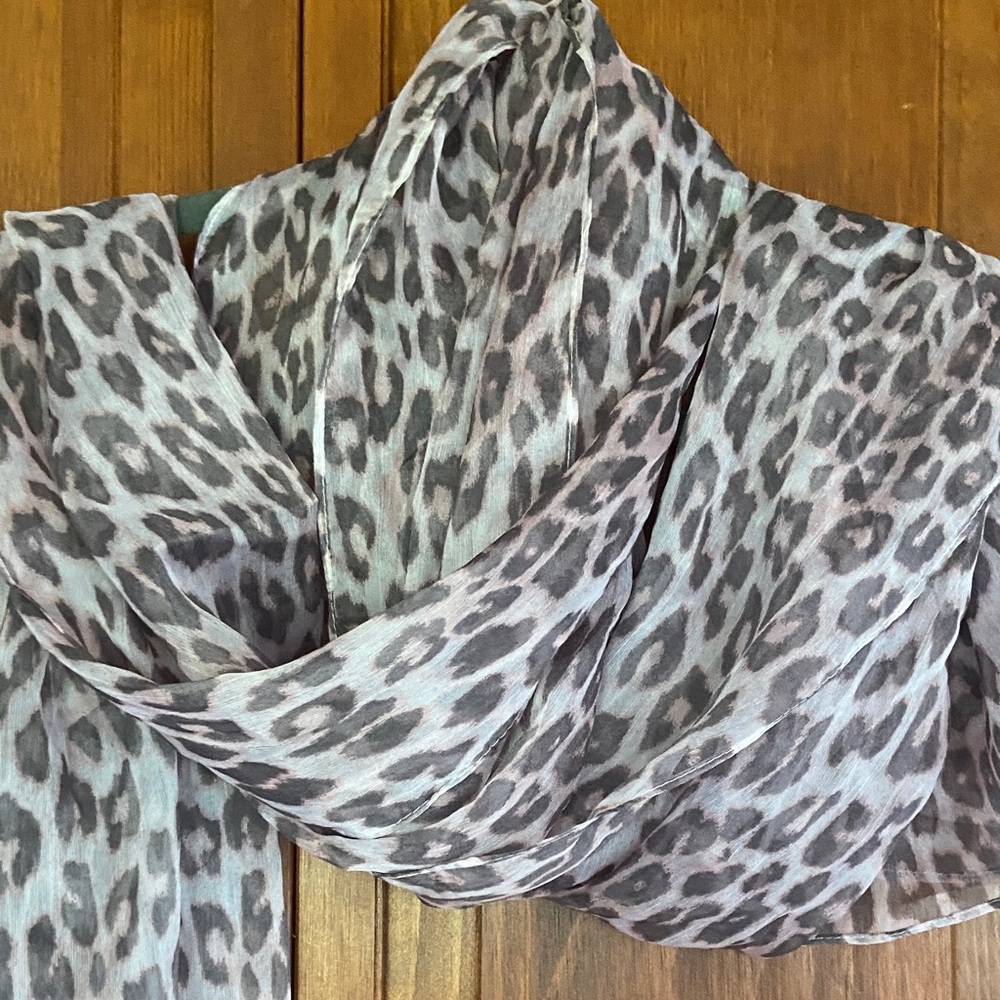 5/$40 Sale Sheer Pink Leopard Print Women's Scarf